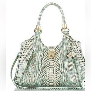 BRAHMIN Elise Opal green Seville collection croc embossed leather bag